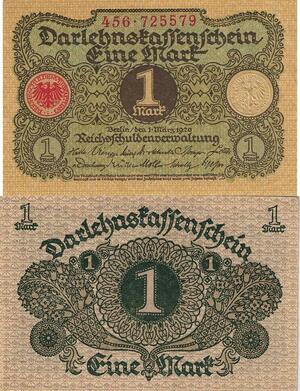 Q5209 Banknote Germany 1 Mark Darlehnskassenschein 1920 UNC - Make Offer