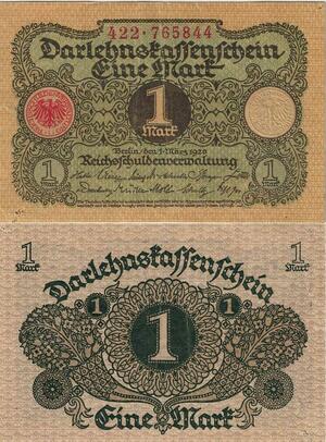 Q5211 Banknote Germany 1 Mark Darlehnskassenschein 1920 AU - Make Offer