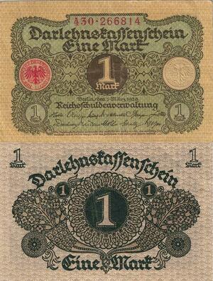 Q5214 Banknote Germany 1 Mark Darlehnskassenschein 1920 AU - Make Offer