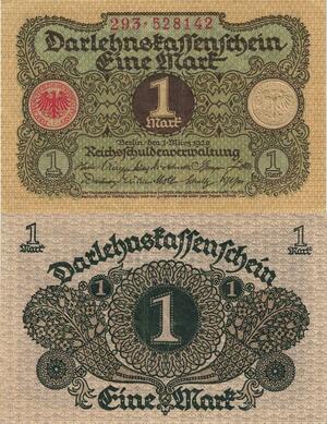 Q5215 Banknote Germany 1 Mark Darlehnskassenschein 1920 AU - Make Offer