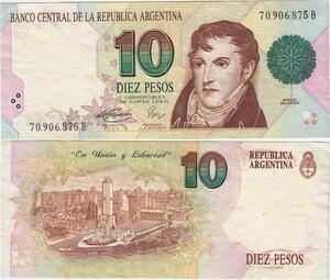 Q5220 Banknote Argentina 10 Pesos Manuel Belgrano Buenos Aires 1970-1973