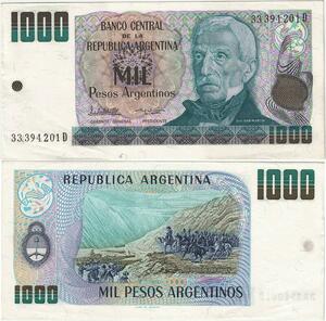 Q5232 Banknote Argentina 1000Pesos Jose De San Martin El Paso Andes 1983-85