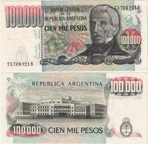 Q5234 Banknote Argentina 100000 Pesos Jose De San Martin Building 1979-1983