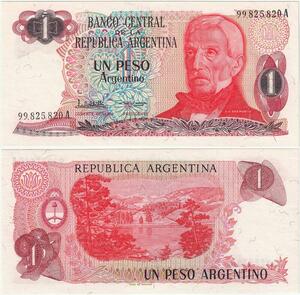Q5241 Banknote Argentina 1 Pesos Jose De San Martin Llao Llao Hotel 1983