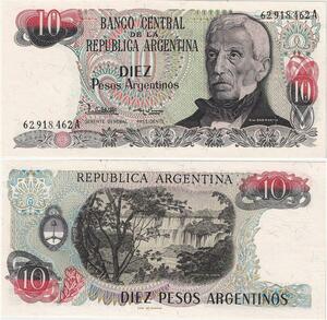 Q5246 Banknote Argentina 10 Pesos Jose De San Martin Igauzu Falls 1983-1984