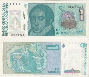 Q5256 Banknote Argentina 1 Austral Bernardino Rivadavia Liberty 1985-1991