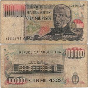 Q5263 Banknote Argentina 100000 Pesos Jose De San Martin Building 1979-1983