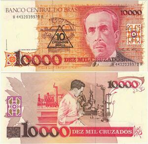 Q5270 Banknote Brazil 10000 Cruzados Carlos Chagas Laboratory 1989 - Offer