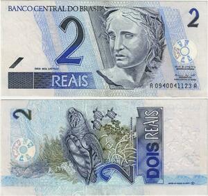Q5285 Banknote Brazil 2 Reis Republic Effigy turtle 2001-2009 - Make Offer