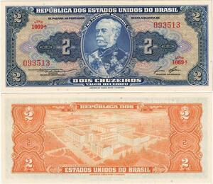 Q5298 Banknote Brazil 2 Cruzeiros Luiz Alves de Lima e Silva 1954-1958