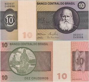 Q5300 Banknote Brazil 10 Cruzeiros  Dom Pedro II Sculpture 1970-1980 -Offer