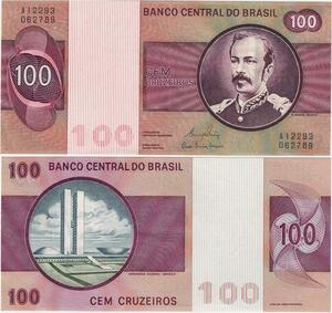 Q5303 Banknote Brazil 100 Cruzeiros novos Floriano Peixoto Congress 1974-81