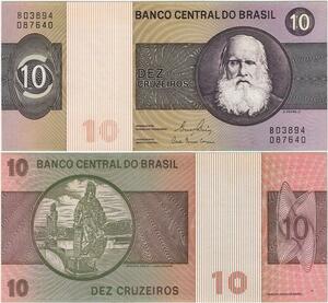 Q5320 Banknote Brazil 10 Cruzeiros Dom Pedro II Statues 1970-1980 - Offer