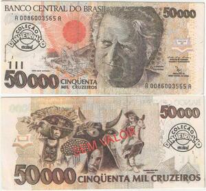 Q5331 Banknote Brazil 50000 Cruzeiros Luís da Câmara Cascudo 1992 - Offer