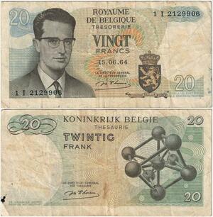 Q5654 Banknote Belgium 20 Francs Baudouin I 1964 -> Make offer