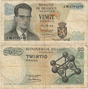 Q5656 Banknote Belgium 20 Francs Baudouin I 1964 -> Make offer