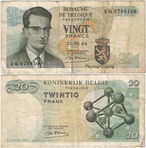 Q5657 Banknote Belgium 20 Francs Baudouin I 1964 -> Make offer