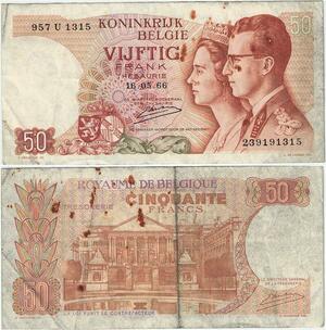 Q5661 Banknote Belgium 50 Francs Baudouin I Queen Fabiola 1966 -> Make offer