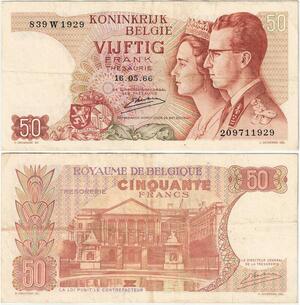 Q5672 Banknote Belgium 50 Francs Baudouin I Queen Fabiola 1966 -> Make offer