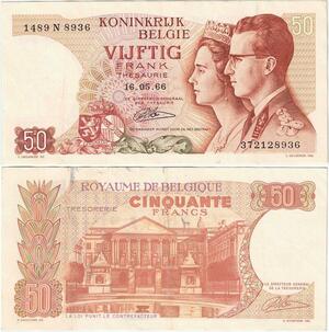 Q5678 Banknote Belgium 50 Francs Baudouin I Queen Fabiola 1966 -> Make offer