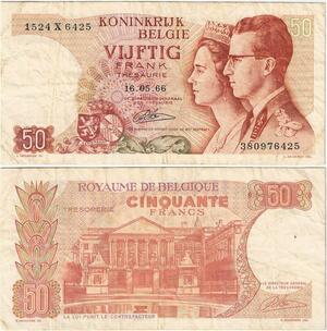 Q5681 Banknote Belgium 50 Francs Baudouin I Queen Fabiola 1966 -> Make offer