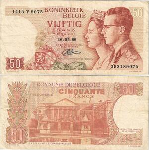 Q5682 Banknote Belgium 50 Francs Baudouin I Queen Fabiola 1966 -> Make offer