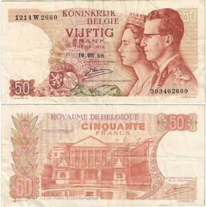 Q5687 Banknote Belgium 50 Francs Baudouin I Queen Fabiola 1966 -> Make offer