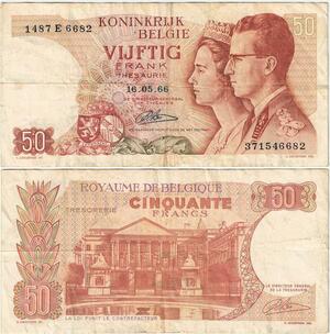 Q5696 Banknote Belgium 50 Francs Baudouin I Queen Fabiola 1966 -> Make offer