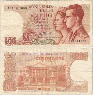 Q5699 Banknote Belgium 50 Francs Baudouin I Queen Fabiola 1966 -> Make offer