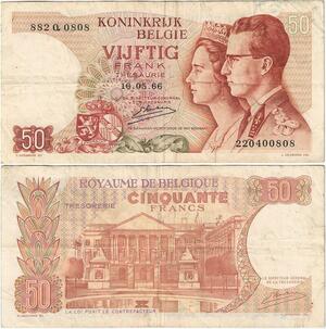 Q5700 Banknote Belgium 50 Francs Baudouin I Queen Fabiola 1966 -> Make offer