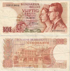 Q5701 Banknote Belgium 50 Francs Baudouin I Queen Fabiola 1966 -> Make offer