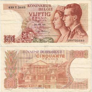 Q5705 Banknote Belgium 50 Francs Baudouin I Queen Fabiola 1966 -> Make offer