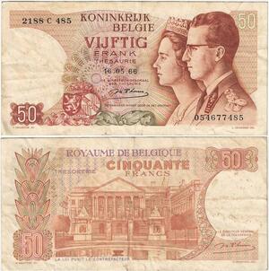 Q5708 Banknote Belgium 50 Francs Baudouin I Queen Fabiola 1966 -> Make offer