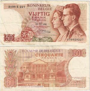 Q5710 Banknote Belgium 50 Francs Baudouin I Queen Fabiola 1966 -> Make offer