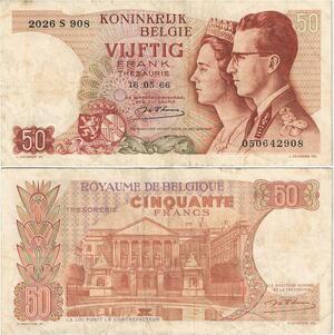 Q5711 Banknote Belgium 50 Francs Baudouin I Queen Fabiola 1966 -> Make offer