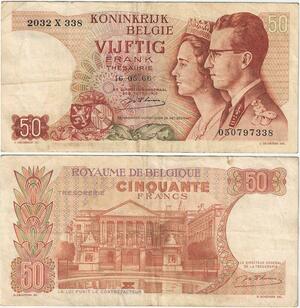 Q5714 Banknote Belgium 50 Francs Baudouin I Queen Fabiola 1966 -> Make offer