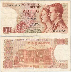 Q5716 Banknote Belgium 50 Francs Baudouin I Queen Fabiola 1966 -> Make offer