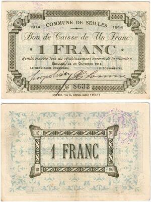 Q5720 Banknote Belgium Ardennes Seilles WWI 1 Franc 1914  -> Make offer