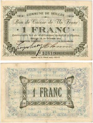 Q5729 Banknote Belgium Ardennes Seilles WWI 1 Franc 1914 -> Make offer