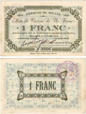 Q5740 Banknote Belgium Ardennes Seilles WWI 1 Franc 1914 AU -> Make offer