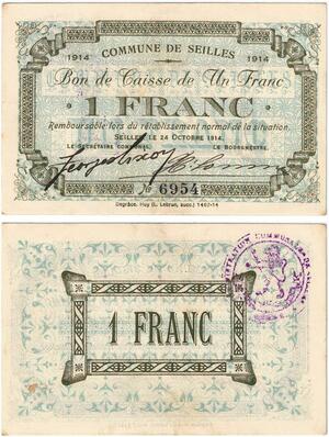 Q5741 Banknote Belgium Ardennes Seilles WWI 1 Franc 1914 -> Make offer
