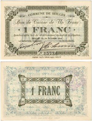 Q5743 Banknote Belgium Ardennes Seilles WWI 1 Franc 1914 AU -> Make offer