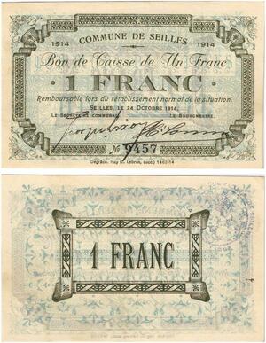 Q5744 Banknote Belgium Ardennes Seilles WWI 1 Franc 1914 AU -> Make offer