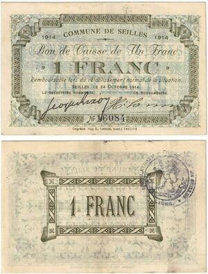 Q5747 Banknote Belgium Ardennes Seilles WWI 1 Franc 1914 -> Make offer