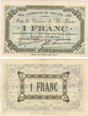 Q5751 Banknote Belgium Ardennes Seilles WWI 1 Franc 1914 -> Make offer