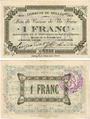 Q5753 Banknote Belgium Ardennes Seilles WWI 1 Franc 1914 AU -> Make offer