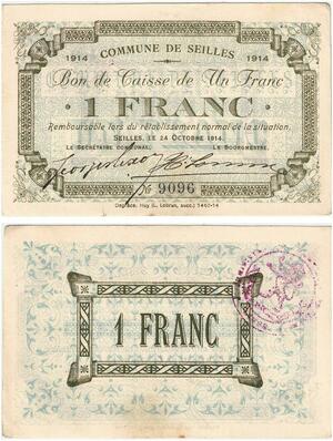 Q5756 Banknote Belgium Ardennes Seilles WWI 1 Franc 1914 AU -> Make offer