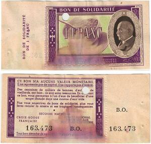 Q5774 Banknote France Bon Solidarité 1 Franc Pétain 1941 Non Vendu -> Make offer