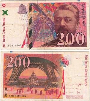 Q5796 Banknote France 200 Francs Gustave Eiffel 1997 -> Make offer