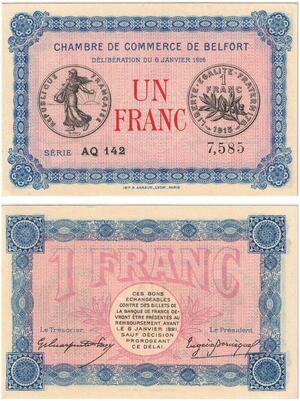 Q5802 Banknote France Belfort 1 Franc Semeuse Nécessité 1916 -> Make offer